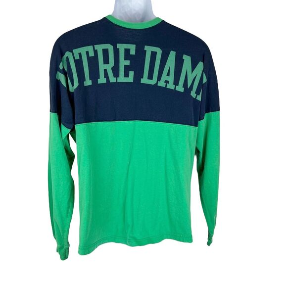 Notre Dame Long Sleeve Shirt Men Medium Green Blue Colorblock Original League - Picture 2 of 14